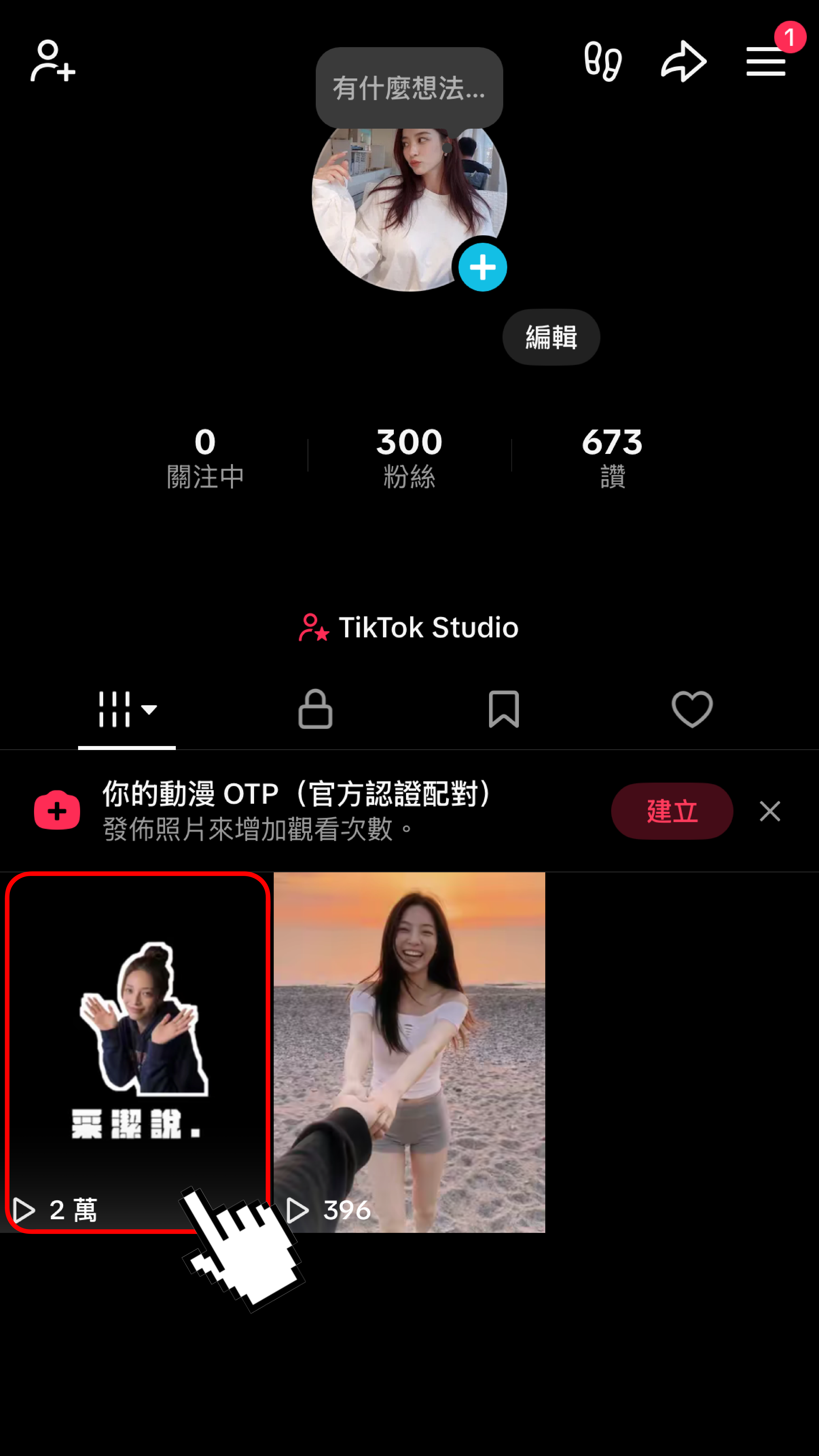 步驟 1：TikTok 個人頁面找到影片